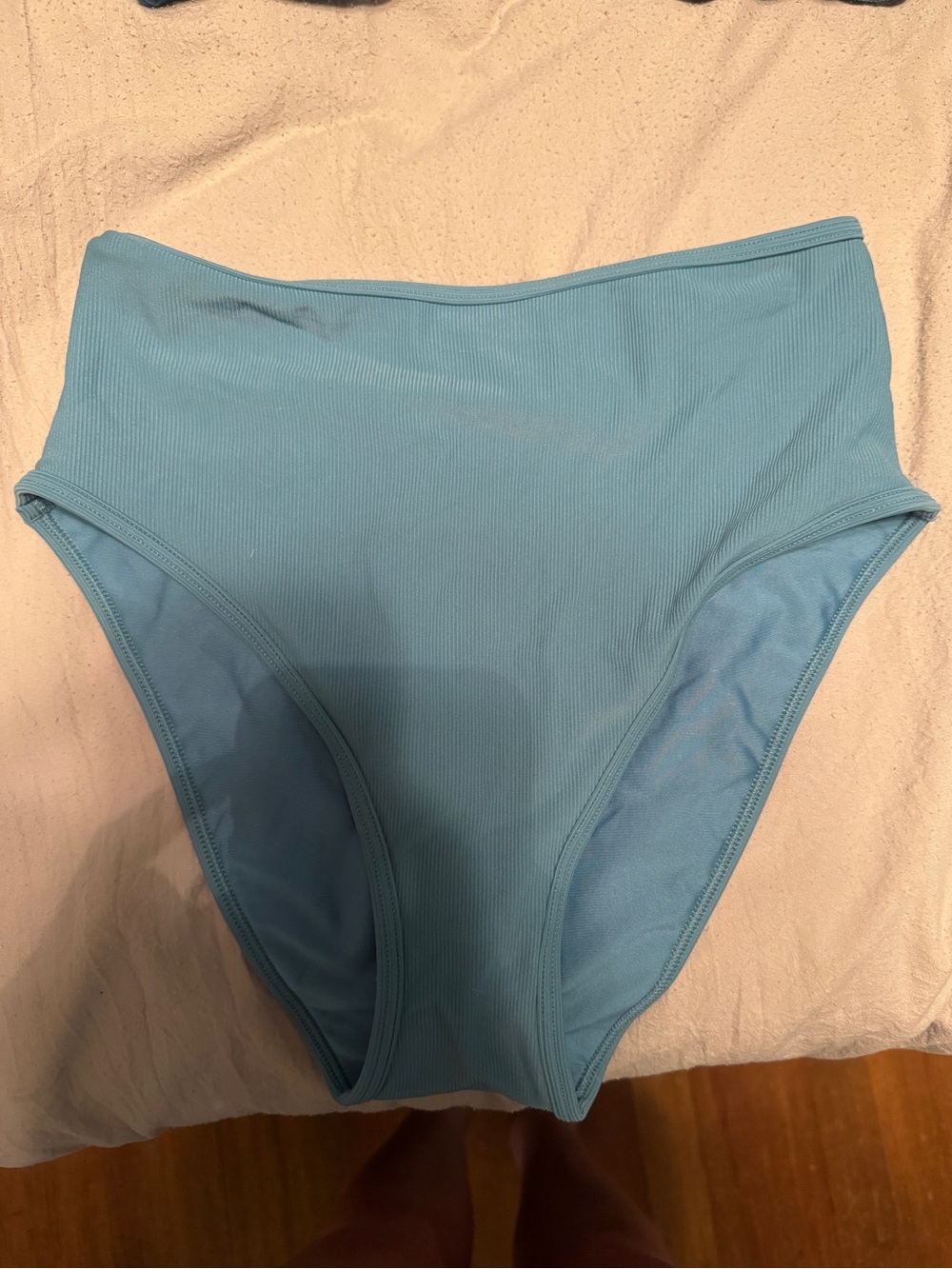 SPANX High-Waist Ribbed Bikini Bottom in Light Blue